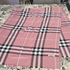 Burberry Pink and Black Checkered Scarf